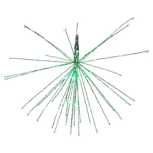 Go-Go 20 in. LED Lighted Firework Silver Branch Hanging Decor - Green GO1770941